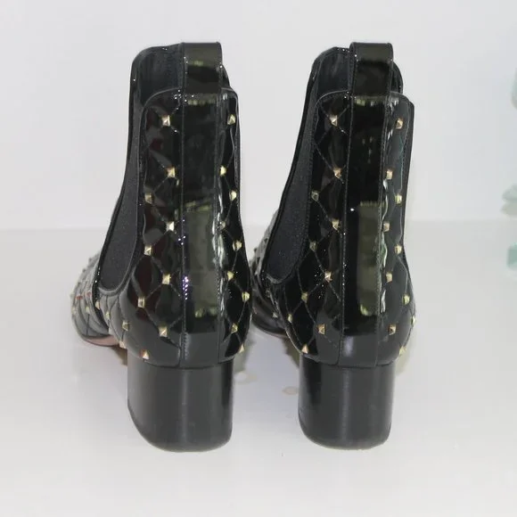 Valentino Rockstud Black Patent LeatherAnkle Boot W/box. Size 37 Made In Italy - Picture 5 of 8